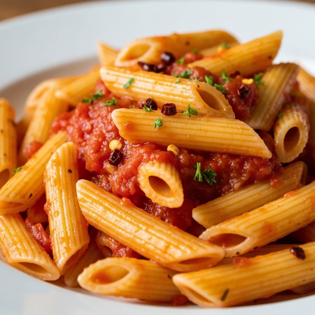 Penne arrabbiata dalam mangkuk